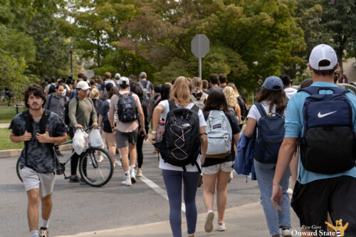 Sidewalk Intersection With Students Crossing